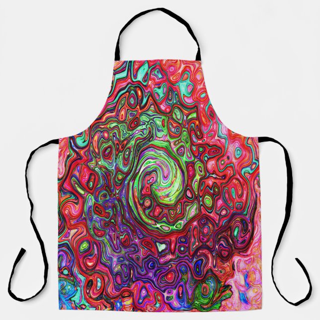 Wasserfarbenroter Groovy Abstrakt Retro Liquid Swi Schürze (Vorderseite)