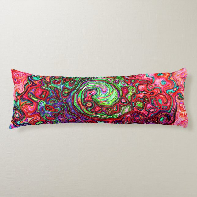 Wasserfarbenroter Groovy Abstrakt Retro Liquid Swi Seitenschläferkissen (Vorderseite)