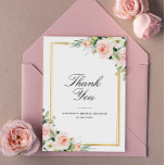 Wasserfarbenrötung Blütenblüte Brautparty Dankeskarte<br><div class="desc">Ein elegantes Brautparty Dankeschön Karte mit schwarzem Text und rot rosa Aquarell floral. Fügen Sie eine persönliche Danksagung an der Rückseite.</div>