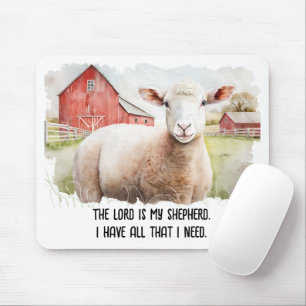 Wasserfarbenschaf mit religiösem Zitat Mousepad