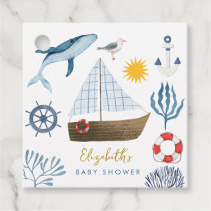 Wasserfarbenschiff, Sailor Whale Sea Babydusche Geschenkanhänger