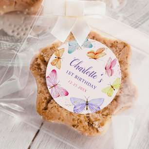 Wasserfarbenschmetterling 1. Geburtstag Runder Aufkleber
