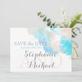 Wasserfarbenschmetterling Aquamarin Ivory Taupe Save The Date