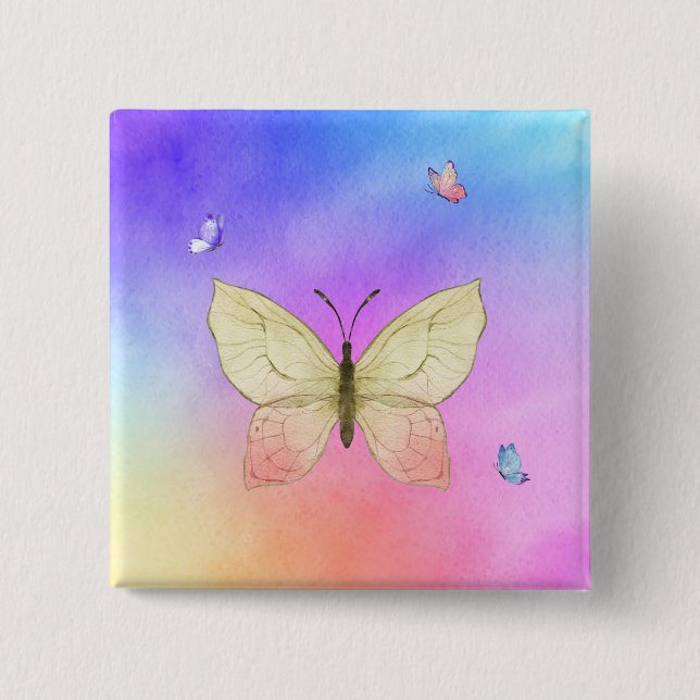 Wasserfarbenschmetterling Button (Vorderseite)