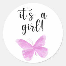 Wasserfarbenschmetterling Es ist eine Baby-Dusche Runder Aufkleber