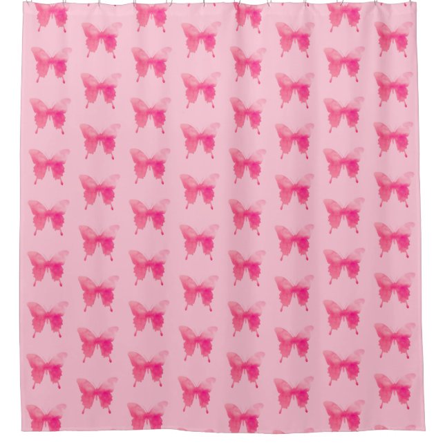 Wasserfarbenschmetterling - Fuchsia und Pink Duschvorhang (Vorderseite)