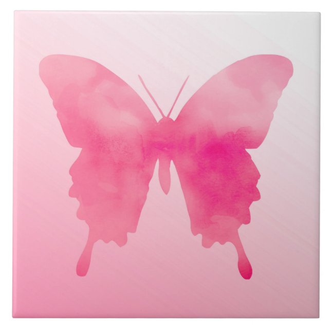 Wasserfarbenschmetterling - Fuchsia und Pink Fliese (Vorderseite)
