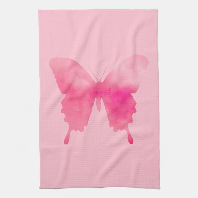 Wasserfarbenschmetterling - Fuchsia und Pink Geschirrtuch (Vertikal)