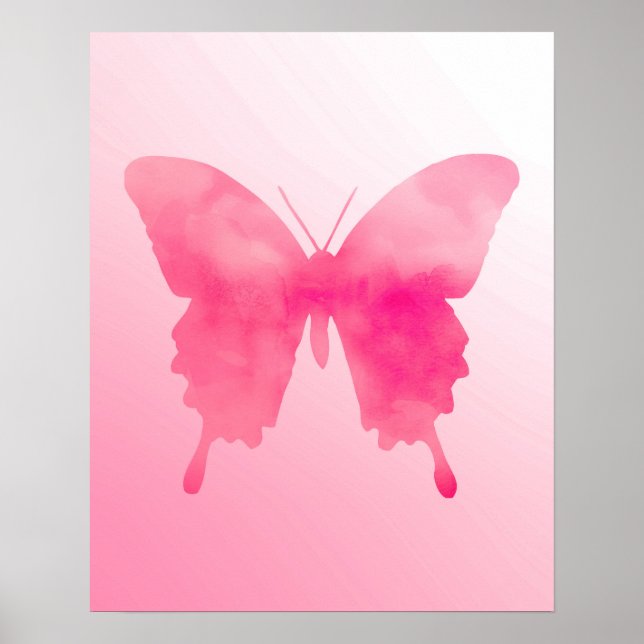Wasserfarbenschmetterling - Fuchsia und Pink Poster (Vorne)
