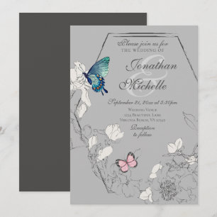 Wasserfarbenschmetterling, geometrische Hochzeit Einladung
