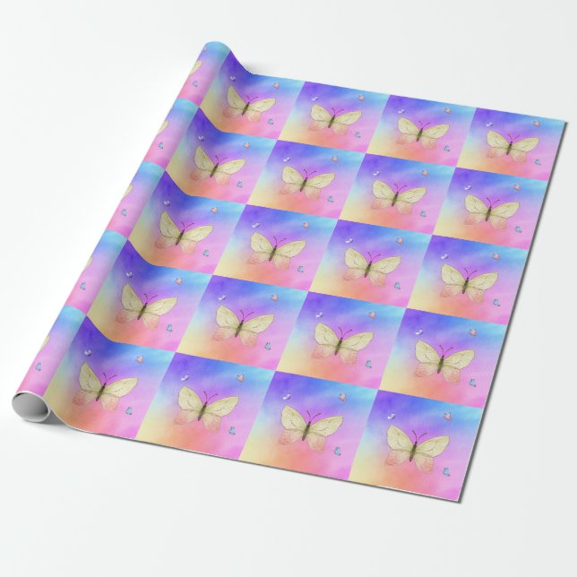 Wasserfarbenschmetterling Geschenkpapier (Ungerollt)