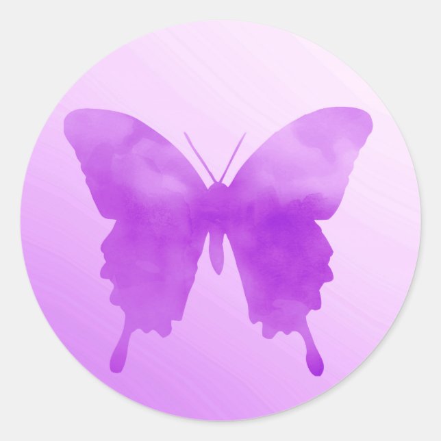 Wasserfarbenschmetterling - Lavendel und Violett Runder Aufkleber (Vorderseite)