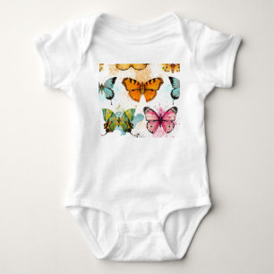 Wasserfarbenschmetterling Nahtloses zartes Muster Baby Strampler