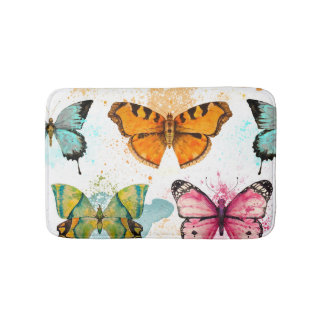 Wasserfarbenschmetterling Nahtloses zartes Muster Badematte