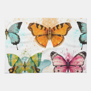 Wasserfarbenschmetterling Nahtloses zartes Muster Geschirrtuch