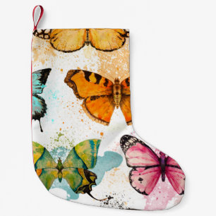 Wasserfarbenschmetterling Nahtloses zartes Muster Kleiner Weihnachtsstrumpf