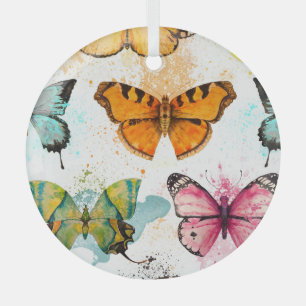 Wasserfarbenschmetterling Nahtloses zartes Muster Ornament Aus Glas