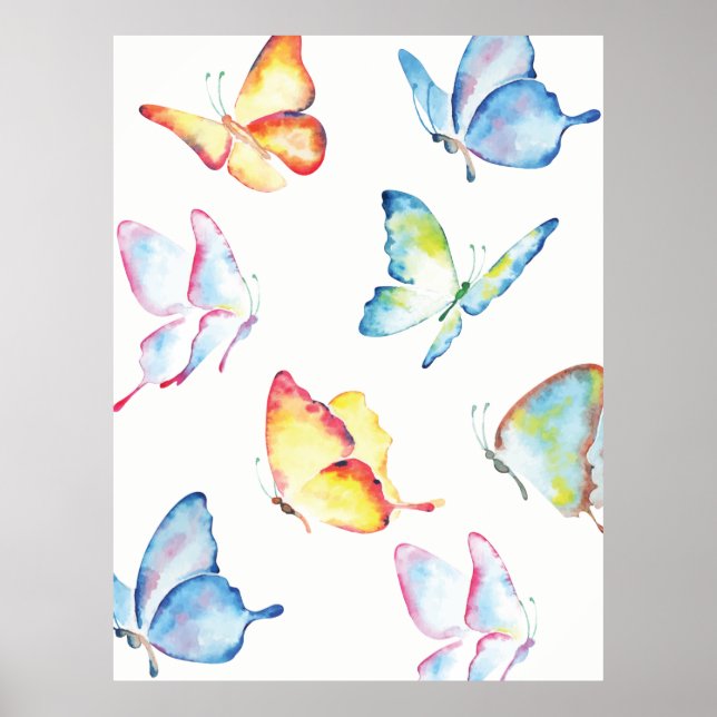 Wasserfarbenschmetterling Poster (Vorne)