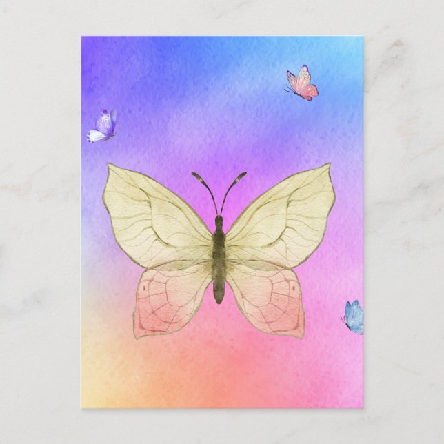 Wasserfarbenschmetterling Postkarte (Vorderseite)