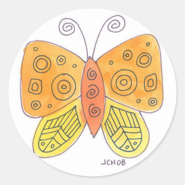 Wasserfarbenschmetterling Runder Aufkleber (Vorderseite)