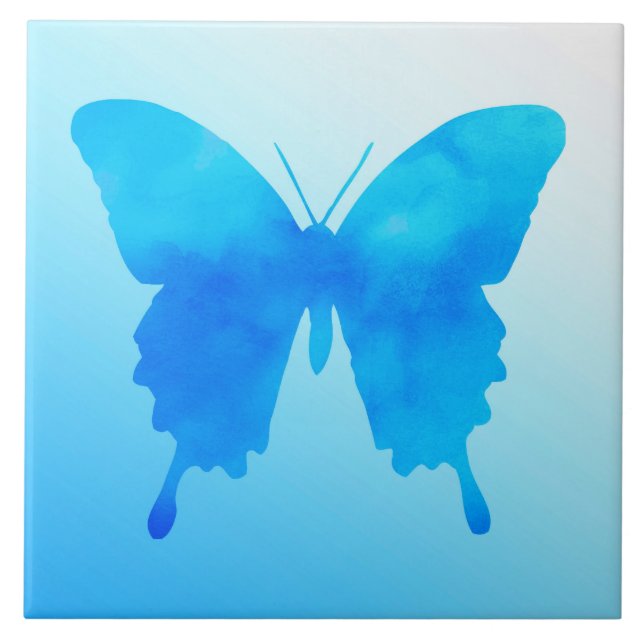 Wasserfarbenschmetterling - Schatten von Sky Blue Fliese (Vorderseite)