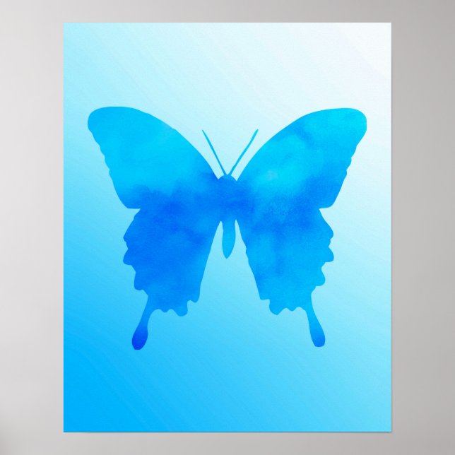 Wasserfarbenschmetterling - Schatten von Sky Blue Poster (Vorne)