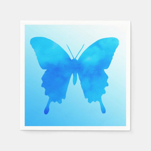 Wasserfarbenschmetterling - Schatten von Sky Blue Serviette (Vorderseite)