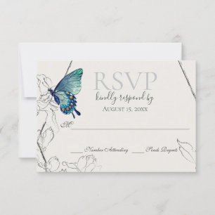 Wasserfarbenschmetterling und geometrische Hochzei RSVP Karte