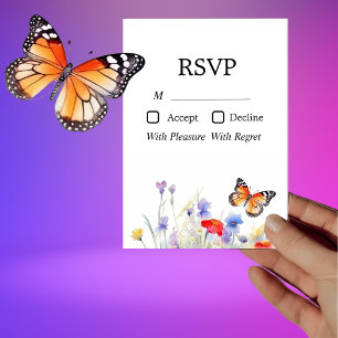 Wasserfarbenschmetterling und Wildblumen - RSVP-Ka Einladung