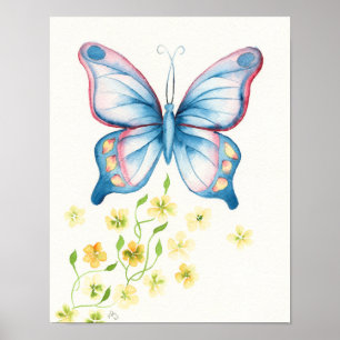 Wasserfarbenschmetterling von Victoria Grigaliunas Poster