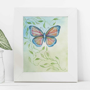 Wasserfarbenschmetterling von Victoria Grigaliunas Poster