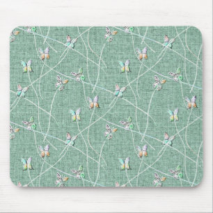 Wasserfarbenschmetterlinge auf Minzgrün Mousepad