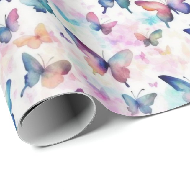 Wasserfarbenschmetterlinge: glatternde Schönheit Geschenkpapier (Rolleneckpunkt)
