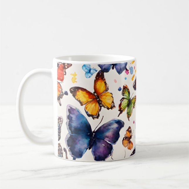 Wasserfarbenschmetterlinge Kaffeetasse (Links)