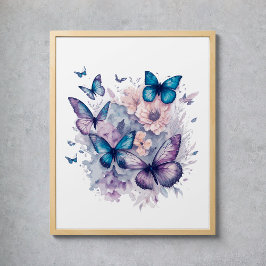 Wasserfarbenschmetterlinge, mystische Magie der Bl Poster