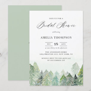 Wasserfarbenschneewald WinterBrautparty Einladung