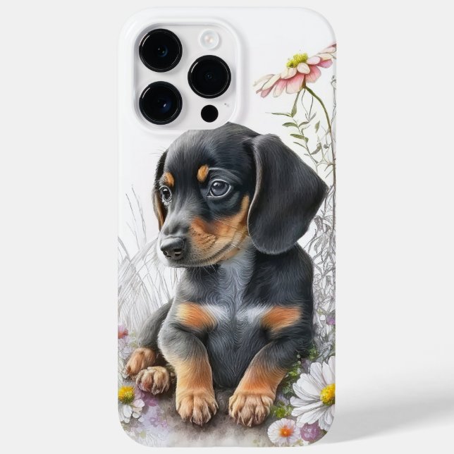 WASSERFARBENSCHWARZ UND DACKEL-HUND Case-Mate iPhone HÜLLE (Rückseite)