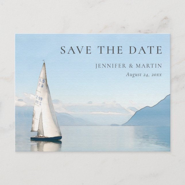 Wasserfarbensee Save the Date Postkarten (Vorderseite)