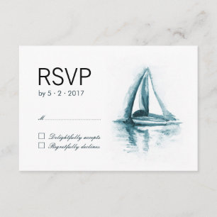 Wasserfarbensegelboot RSVP Response Card Karte