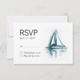 Wasserfarbensegelboot RSVP Response Card Karte