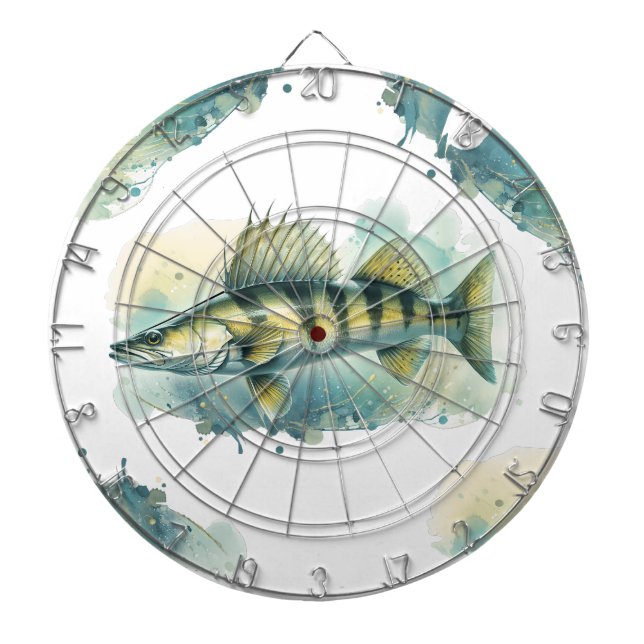 Wasserfarbenserie: Zander/Walleye Dartscheibe (vorne)