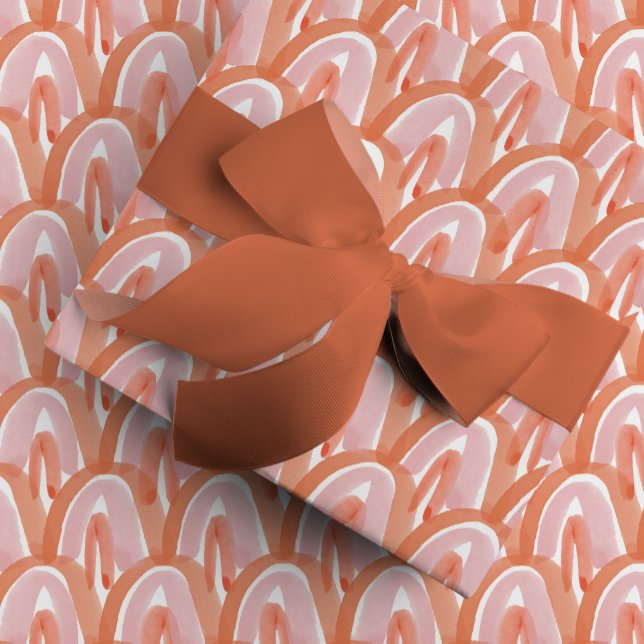 Wasserfarbenskala in Rot Geschenkpapier (Pink and red watercolor scales and rainbow arches gift wrapping paper.)