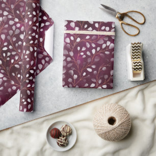 Wasserfarbensnowdrops Plum/Kupfer-ID726 Geschenkpapier