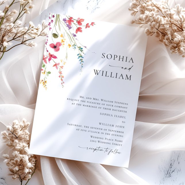 Wasserfarbenspiel Wildblume Bohemische Hochzeit Einladung (Von Creator hochgeladen)