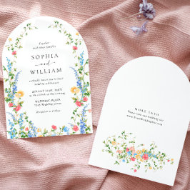 Wasserfarbenspiel Wildblume Bohemische Hochzeit Einladung