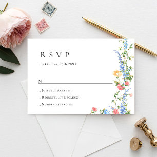 Wasserfarbenspiel Wildblume Bohemische Hochzeit RSVP Karte