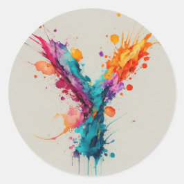 Wasserfarbensplash Y Runder Aufkleber