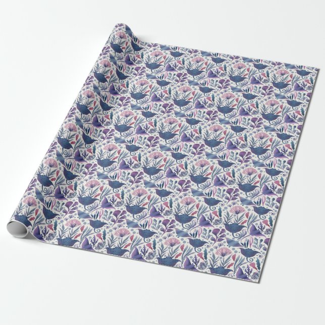 Wasserfarbenstacheln und Algen Geschenkpapier (Ungerollt)