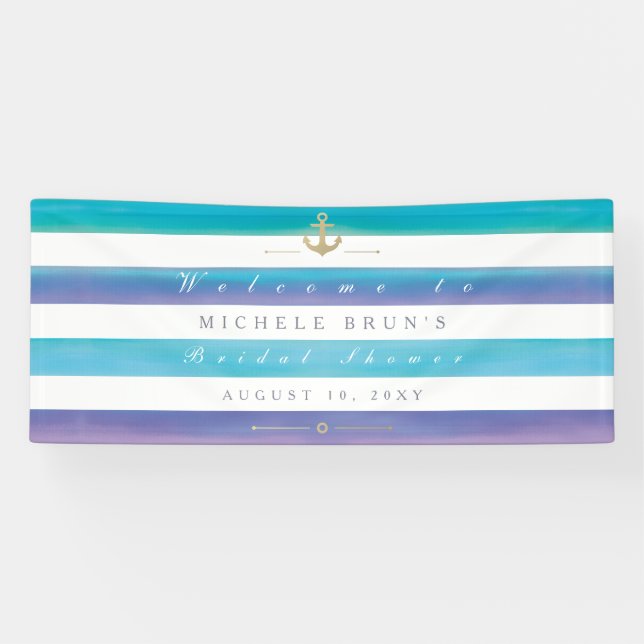 Wasserfarbenstreifen-Banner für nautisches Brautpa Banner (Horizontal)