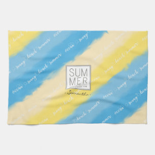 Wasserfarbenstreifen Sommerkalligrafie Geschirrtuch
